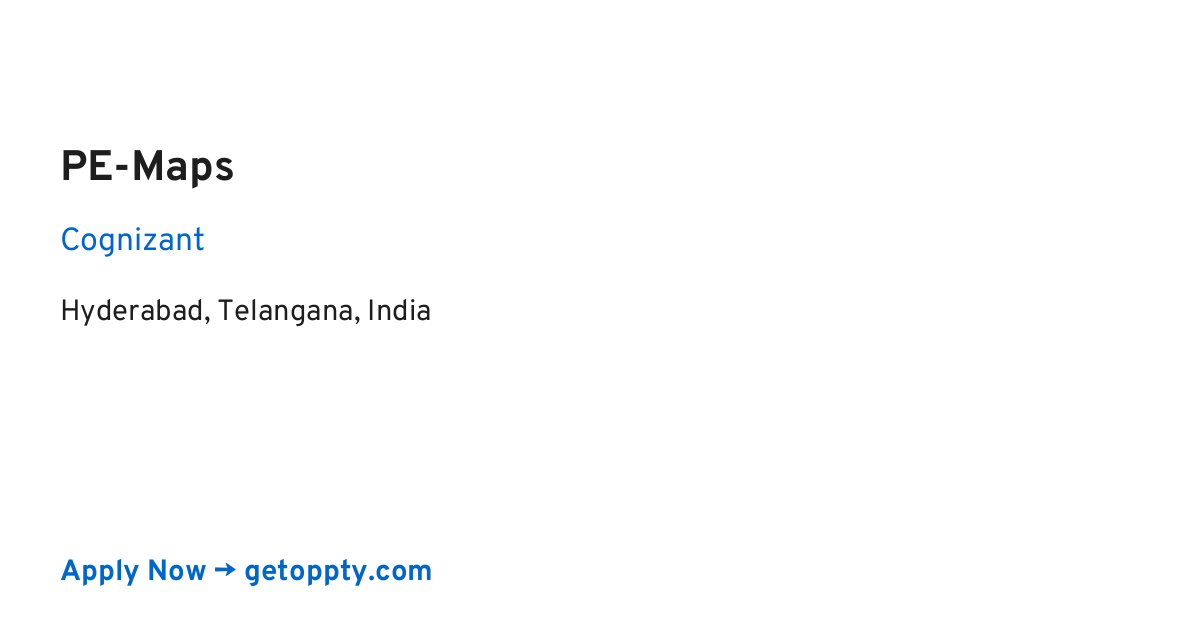 PE-Maps job at Cognizant