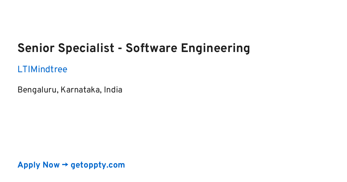 Senior Specialist - Software Engineering job at LTIMindtree