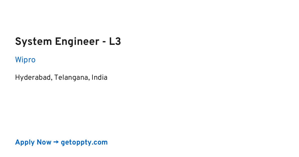 System Engineer - L3 job at Wipro