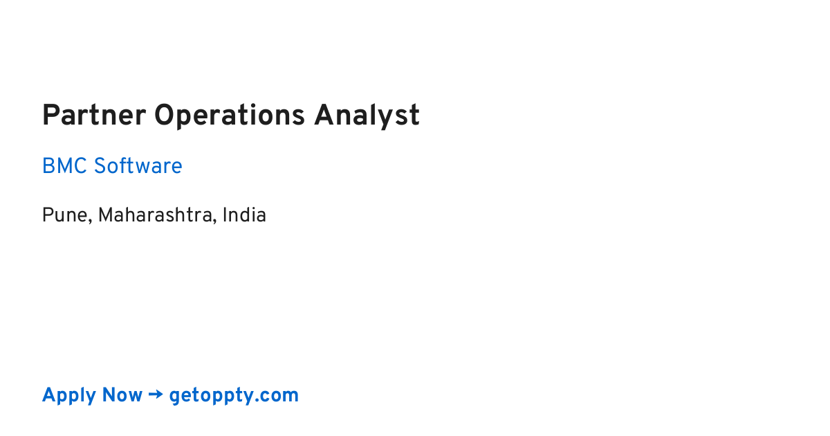 Partner Operations Analyst job at BMC Software