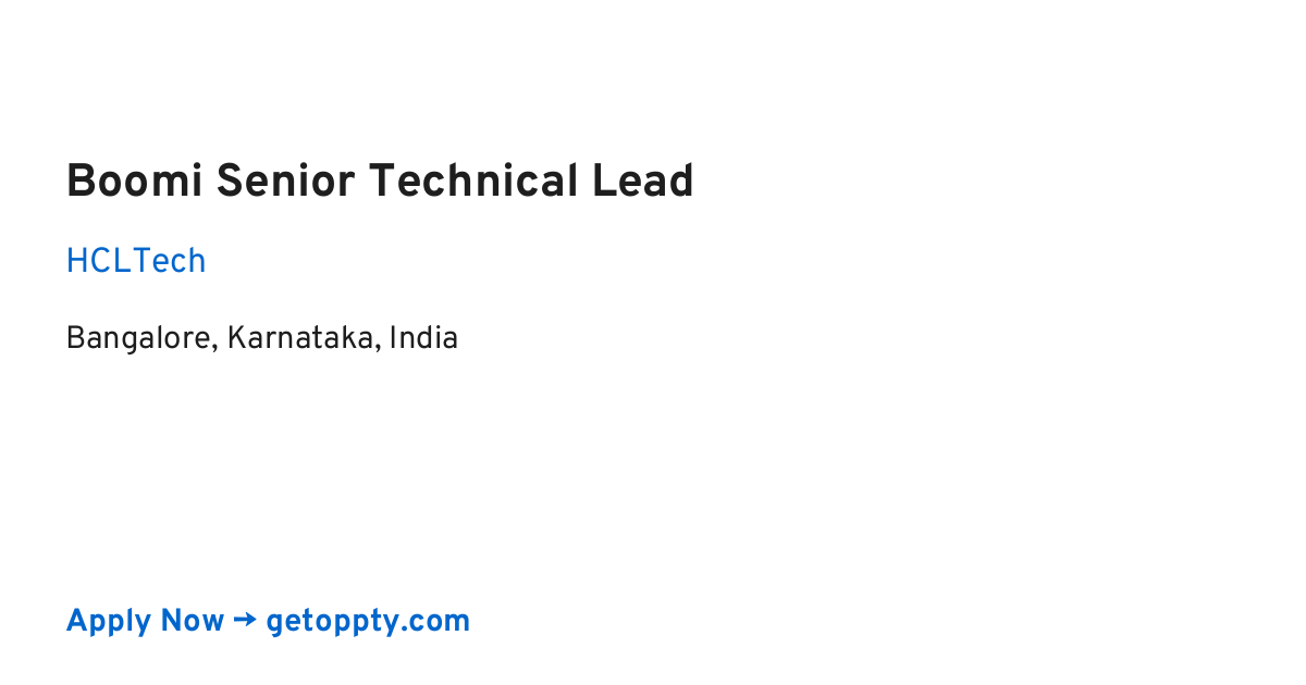 Boomi Senior Technical Lead job at HCLTech