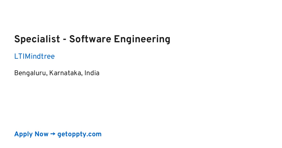 Specialist - Software Engineering job at LTIMindtree