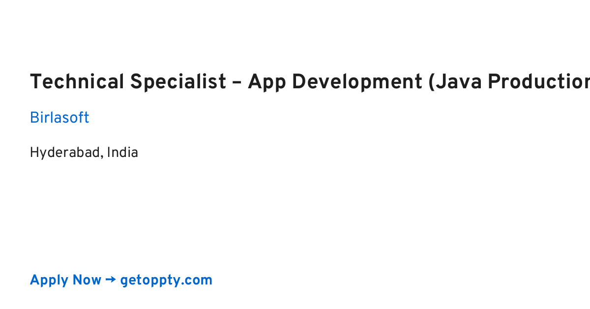 Technical Specialist – App Development (Java Production Support) job at Birlasoft