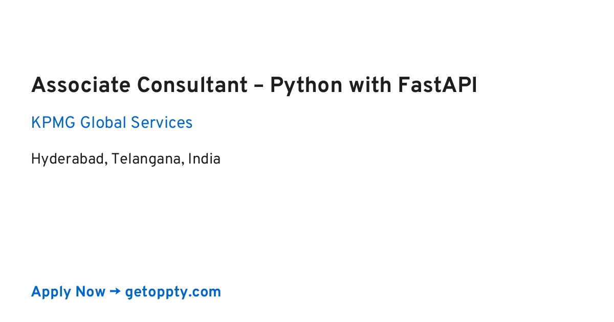 Associate Consultant – Python with FastAPI job at KPMG Global Services