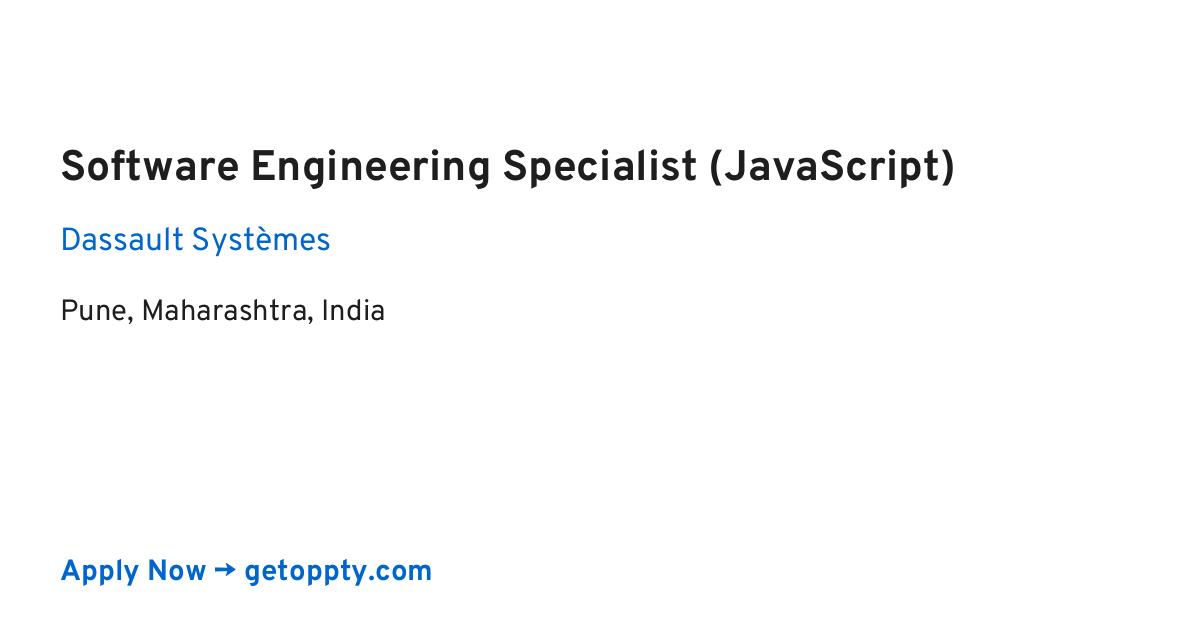 Software Engineering Specialist (JavaScript) job at Dassault Systèmes