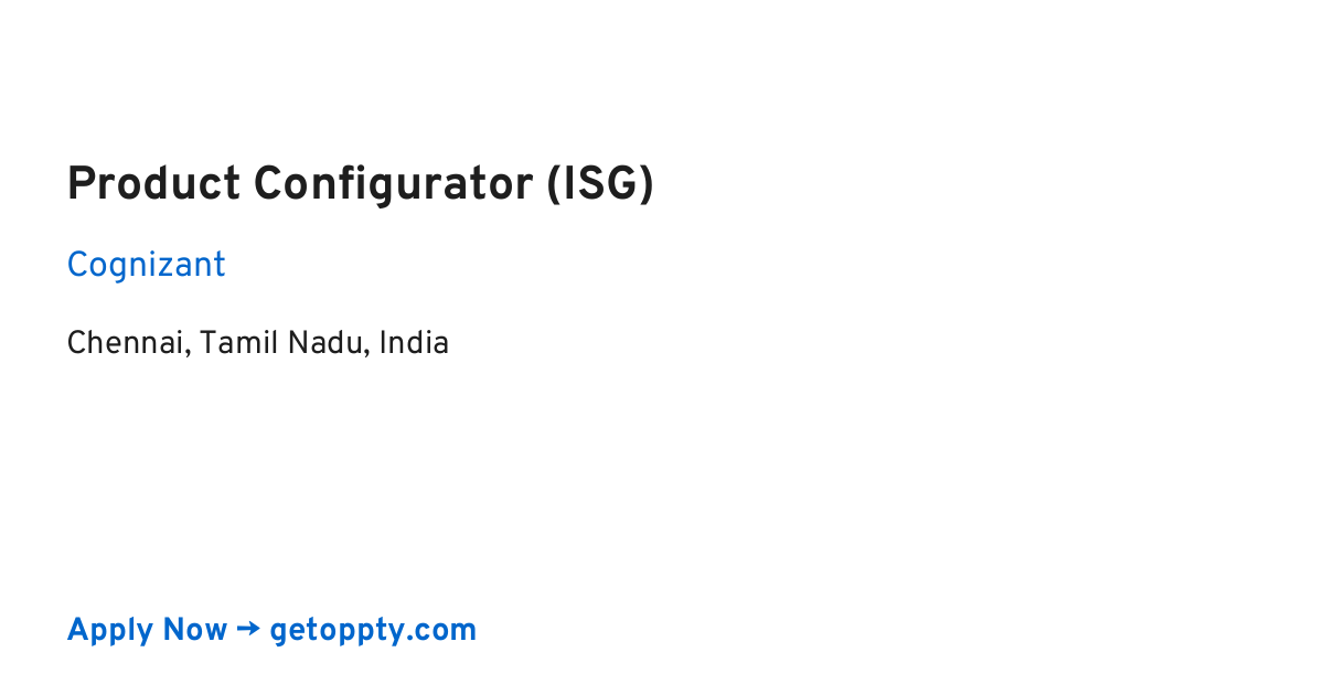Product Configurator (ISG) job at Cognizant