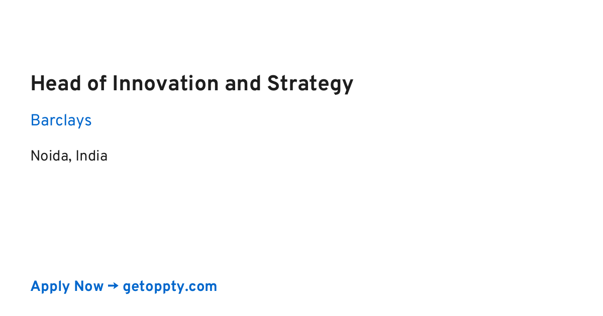 Head of Innovation and Strategy job at Barclays