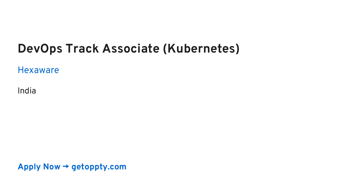 DevOps Track Associate (Kubernetes) job at Hexaware