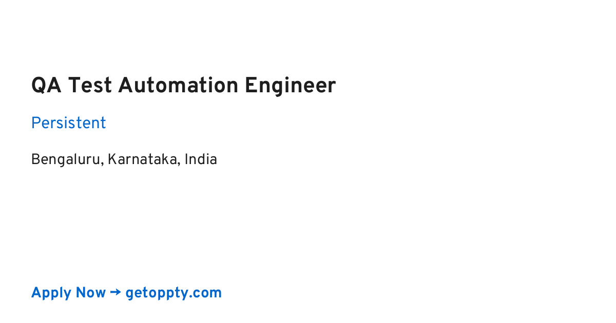 QA Test Automation Engineer job at Persistent