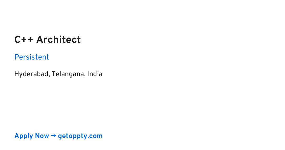 C++ Architect job at Persistent
