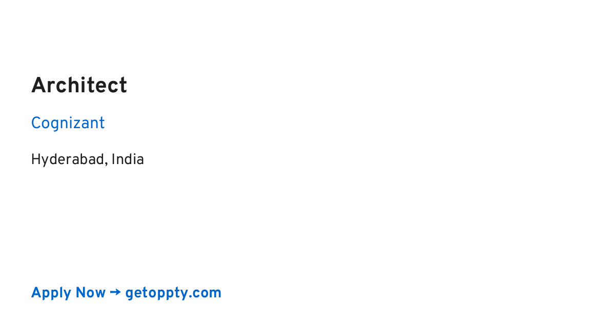 Architect job at Cognizant