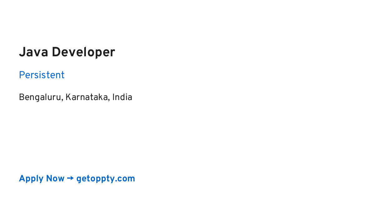 Java Developer job at Persistent