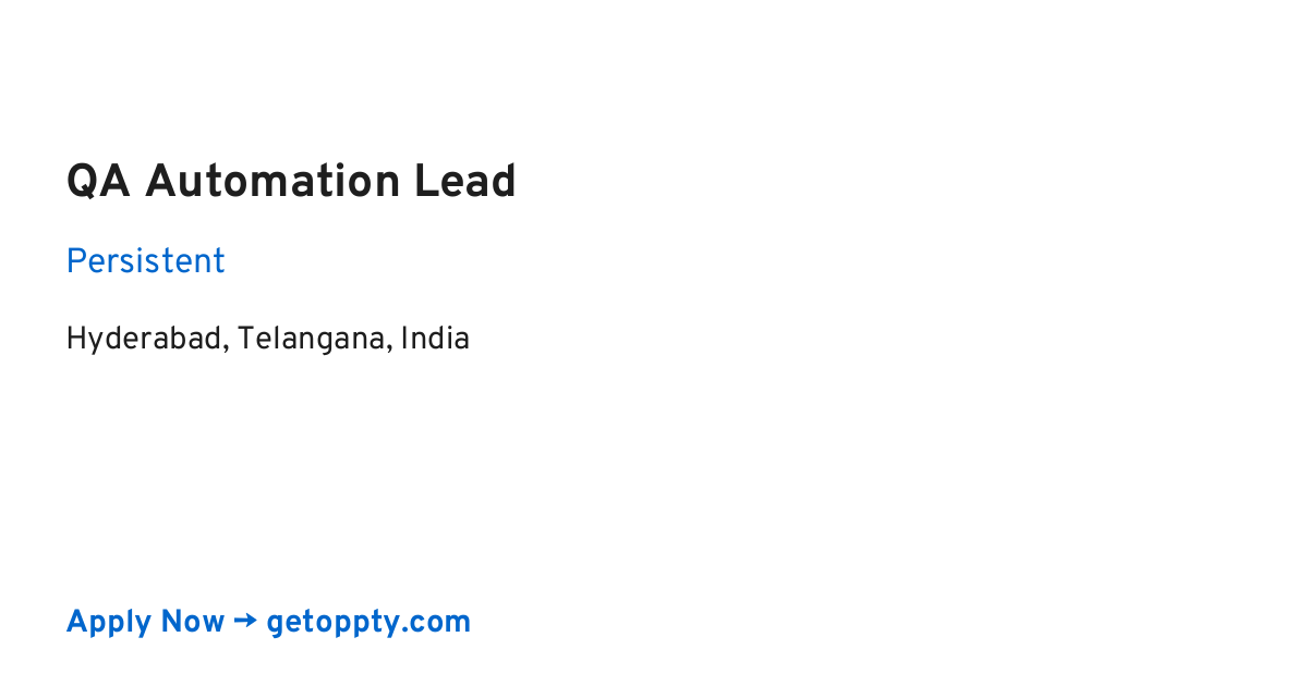 QA Automation Lead job at Persistent