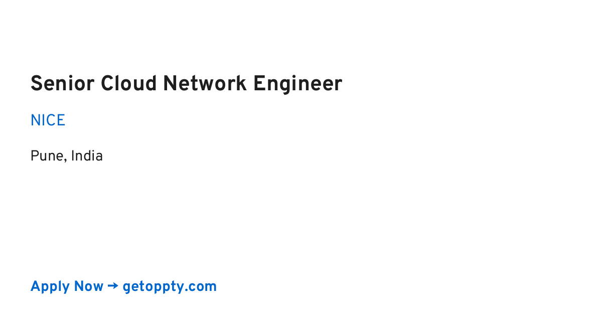 Senior Cloud Network Engineer job at NICE