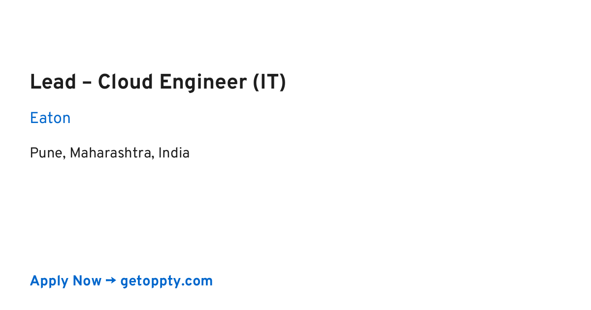 Lead – Cloud Engineer (IT) job at Eaton