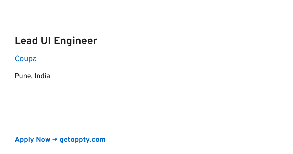 Lead UI Engineer job at Coupa