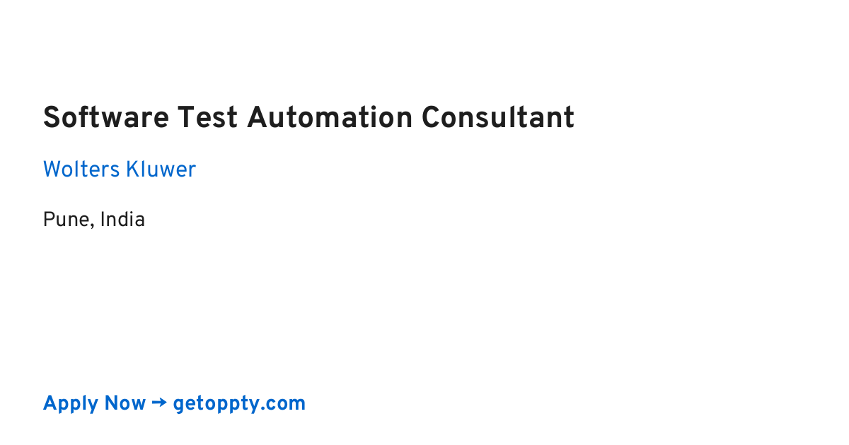 Software Test Automation Consultant job at Wolters Kluwer