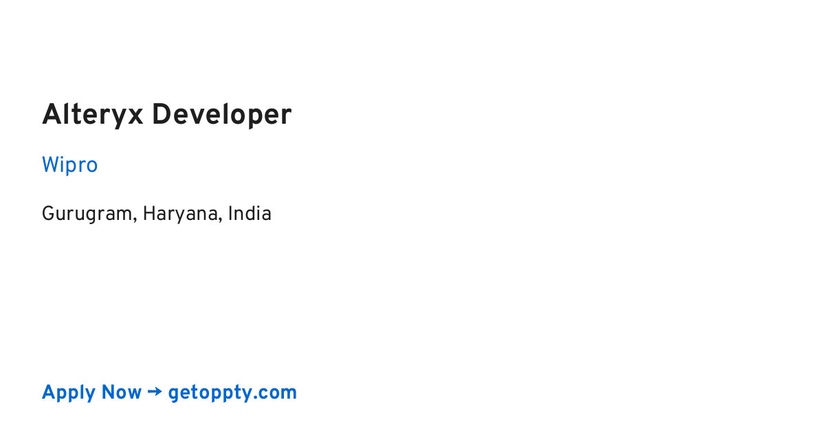 Alteryx Developer job at Wipro