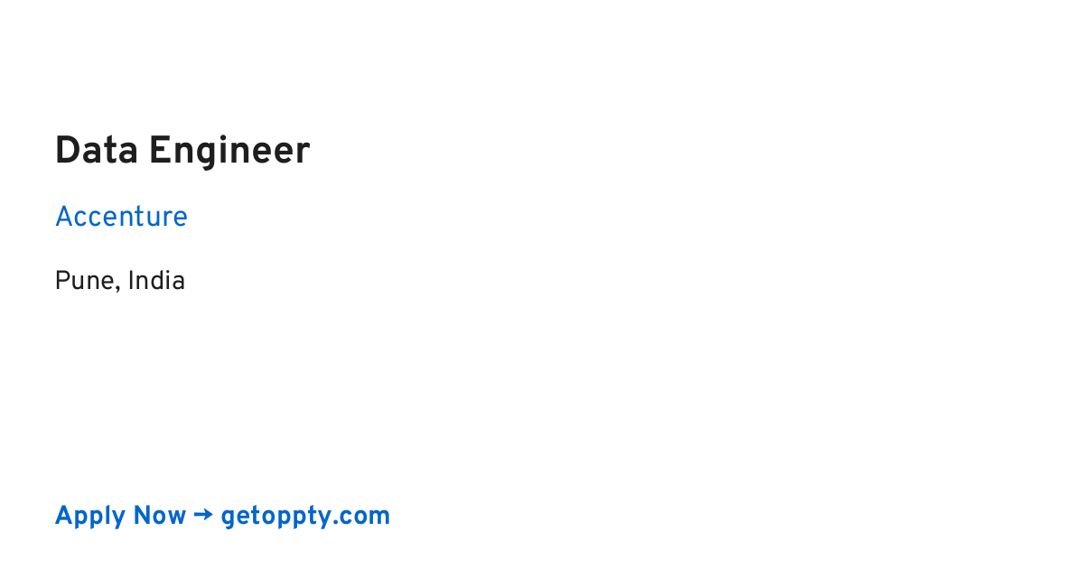Data Engineer job at Accenture