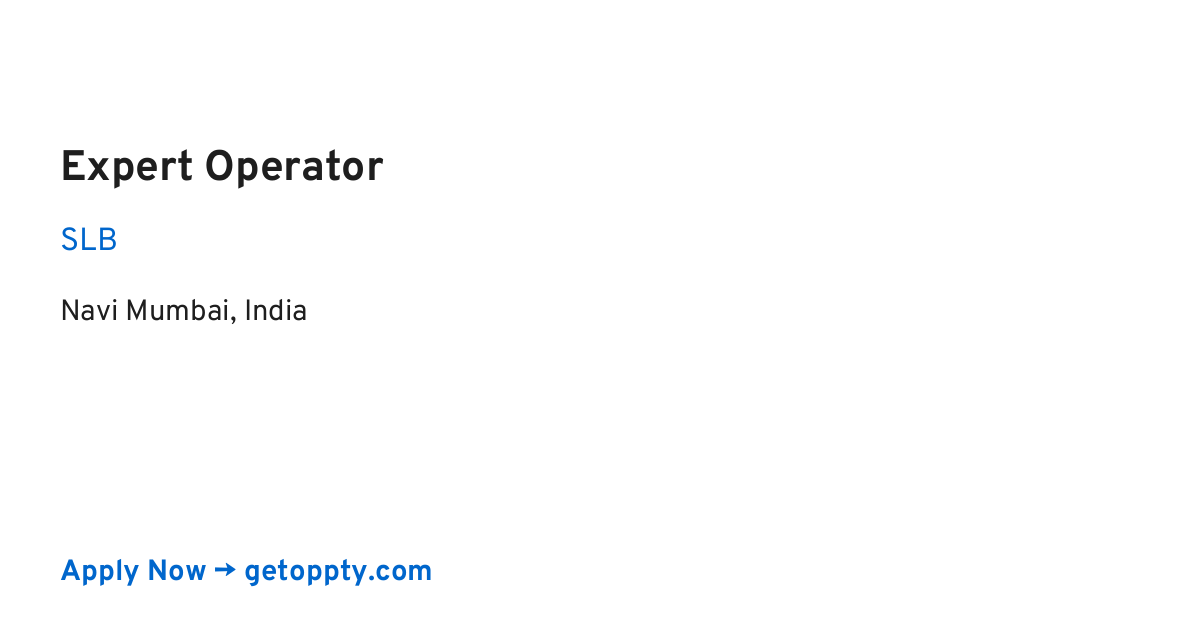 Expert Operator job at SLB