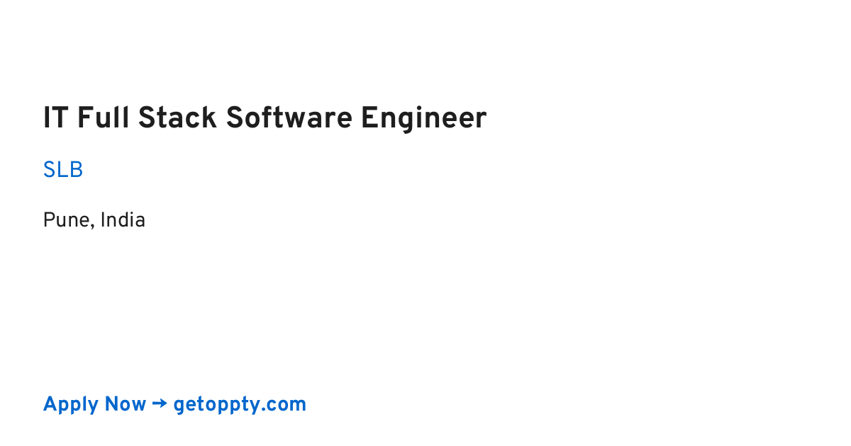IT Full Stack Software Engineer job at SLB