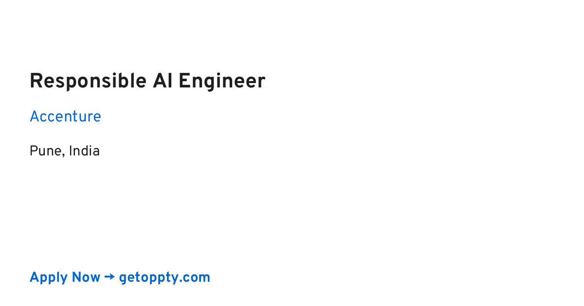 Responsible AI Engineer job at Accenture