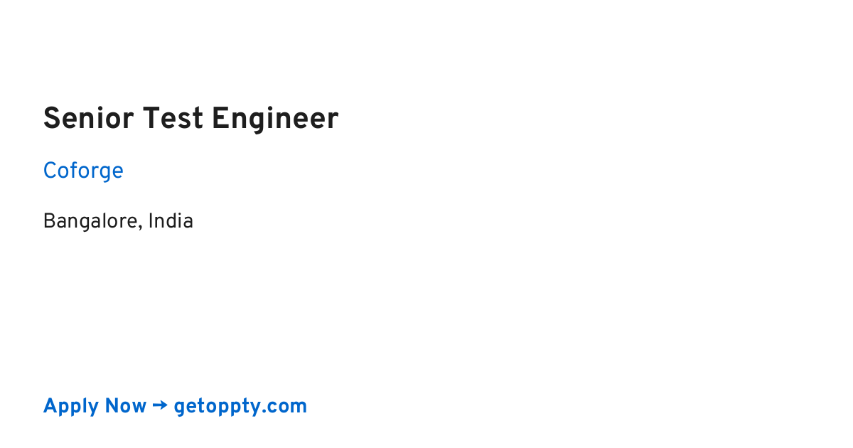 Senior Test Engineer job at Coforge