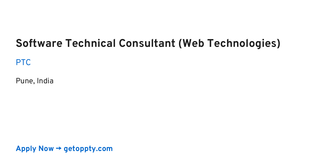 Software Technical Consultant (Web Technologies) job at PTC