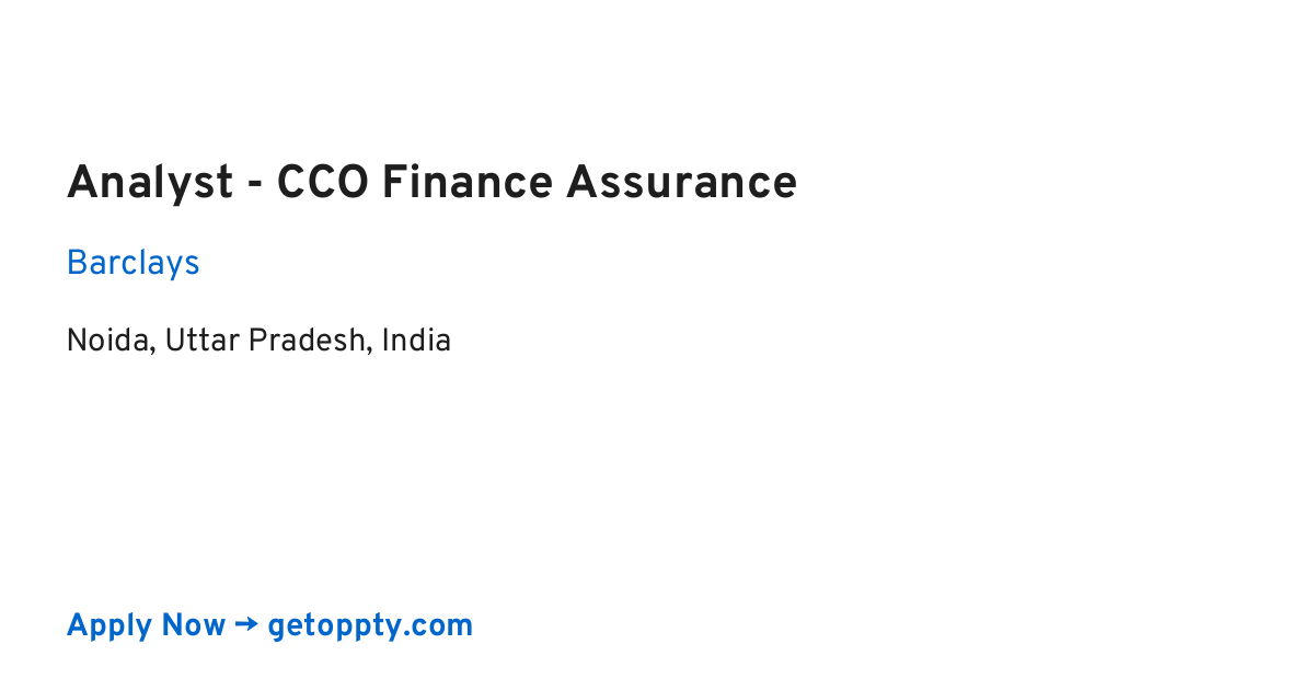 Analyst - CCO Finance Assurance job at Barclays