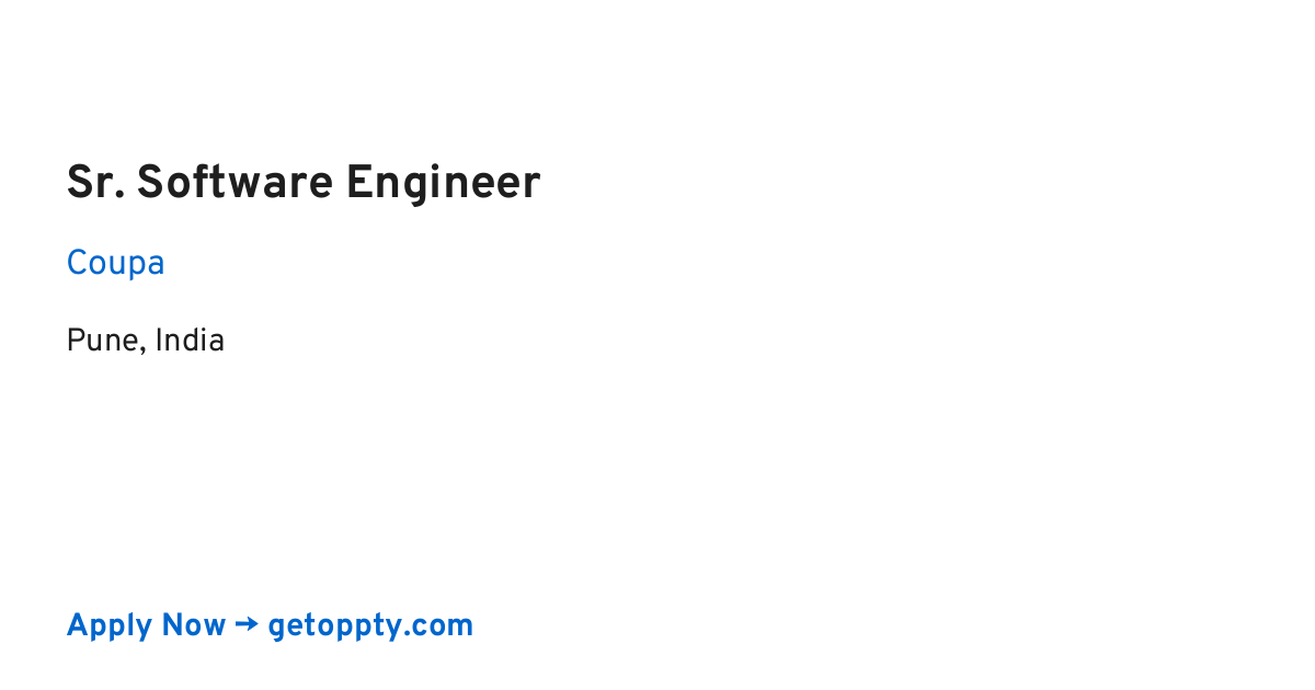 Sr. Software Engineer job at Coupa