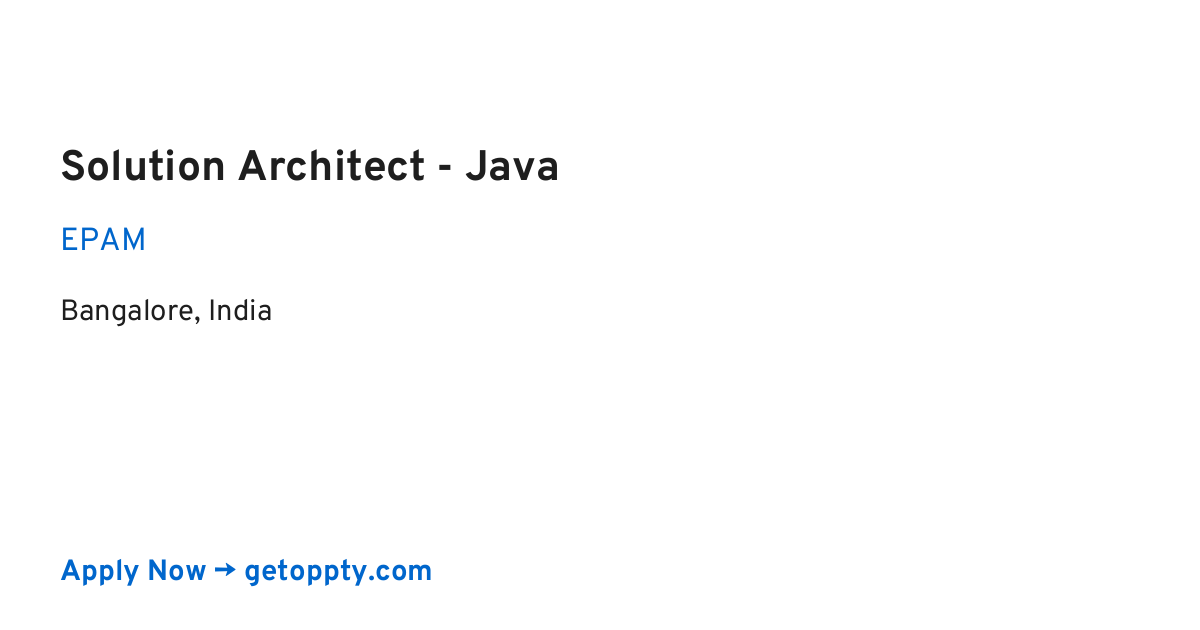 Solution Architect - Java job at EPAM