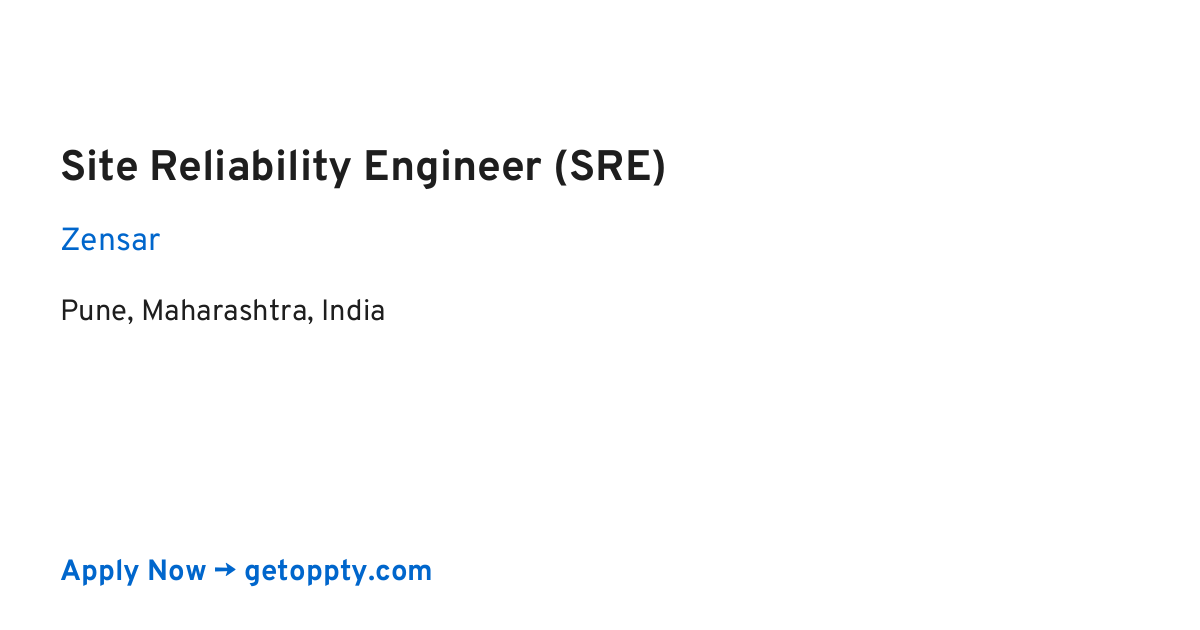 Site Reliability Engineer (SRE) job at Zensar