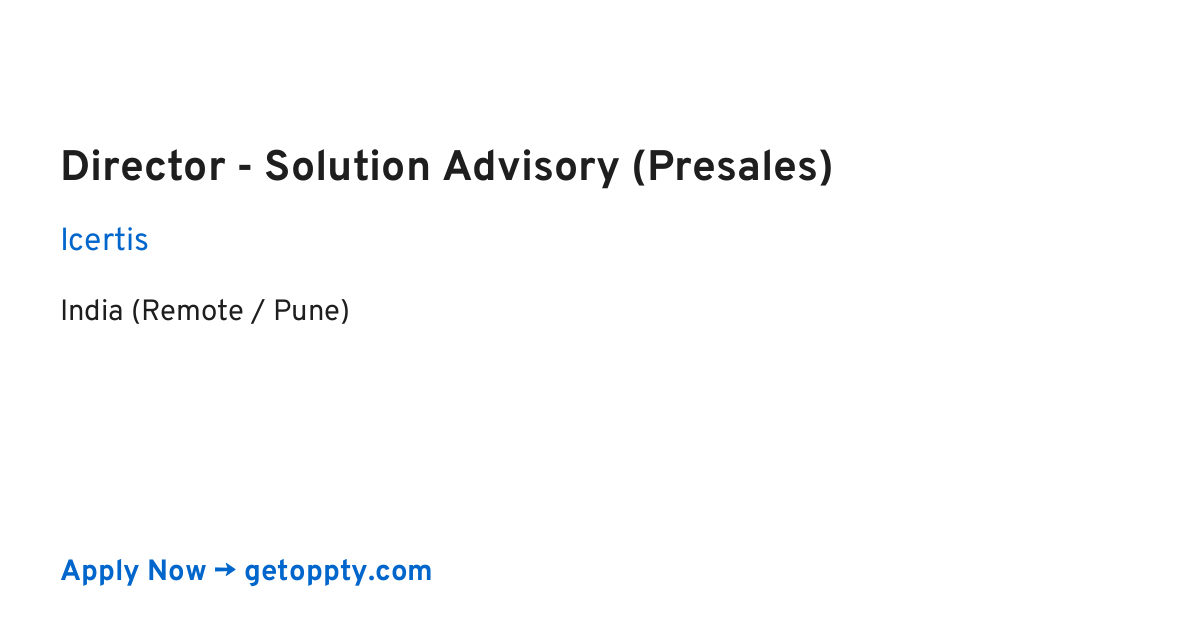 Director - Solution Advisory (Presales) job at Icertis