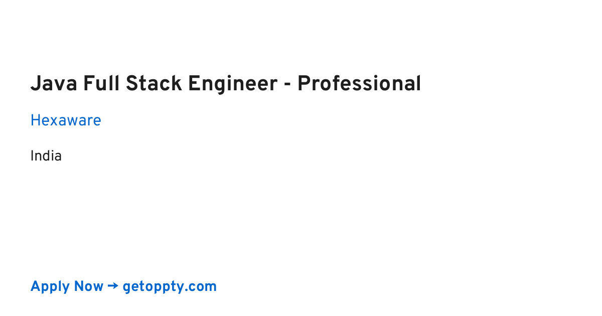Java Full Stack Engineer - Professional job at Hexaware
