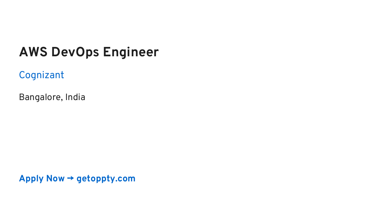 AWS DevOps Engineer job at Cognizant
