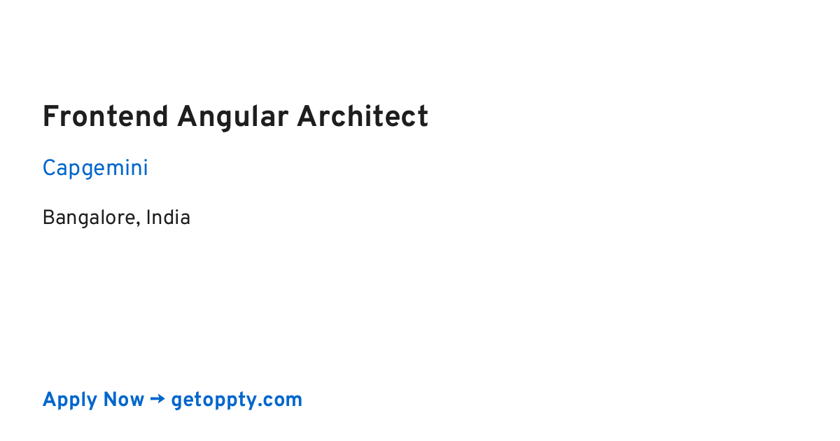 Frontend Angular Architect job at Capgemini
