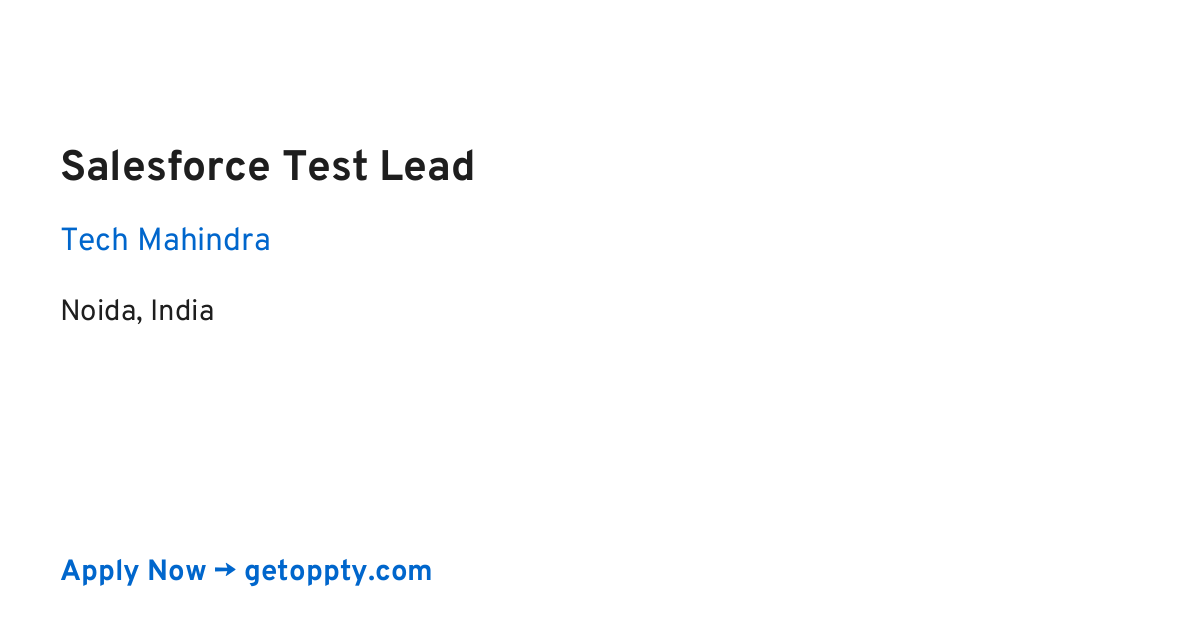 Salesforce Test Lead job at Tech Mahindra