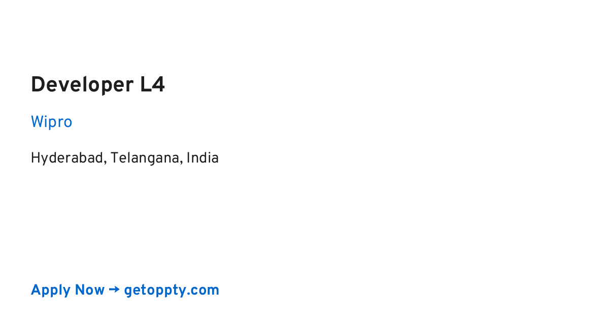 Developer L4 job at Wipro