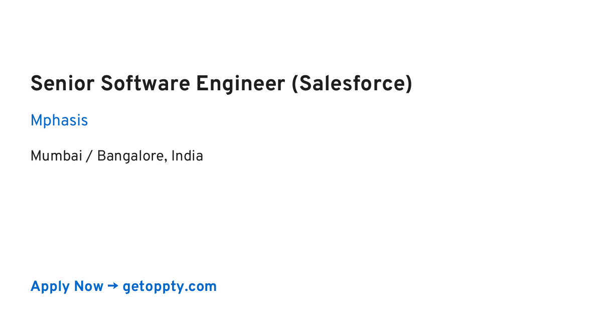 Senior Software Engineer (Salesforce) job at Mphasis