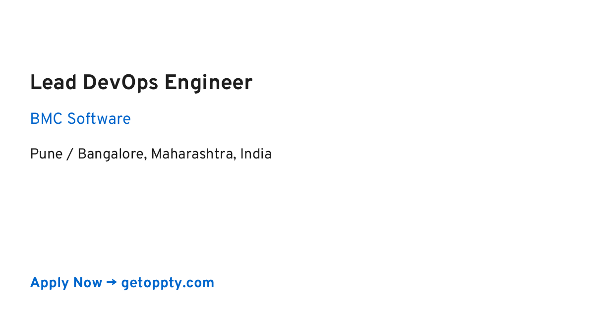 Lead DevOps Engineer job at BMC Software