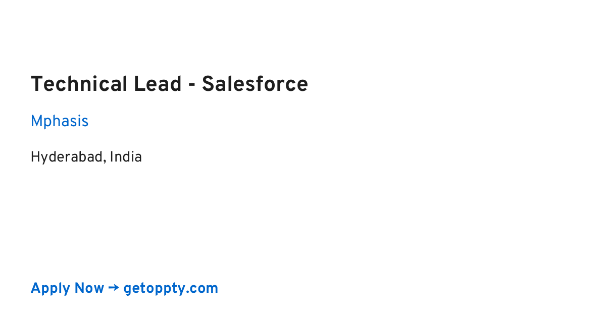 Technical Lead - Salesforce job at Mphasis