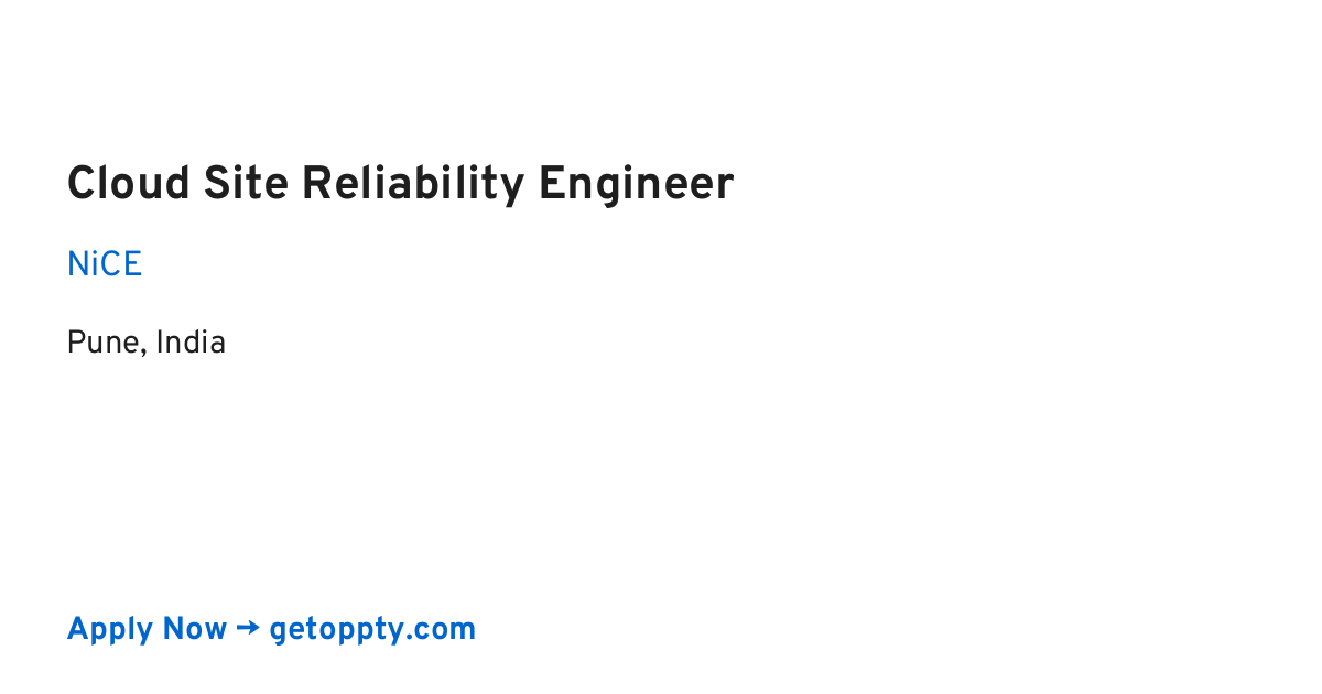 Cloud Site Reliability Engineer job at NiCE