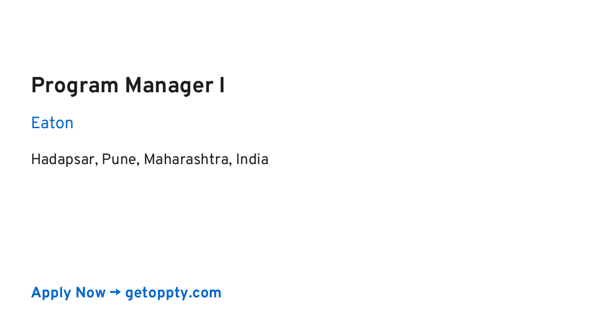 Program Manager I job at Eaton