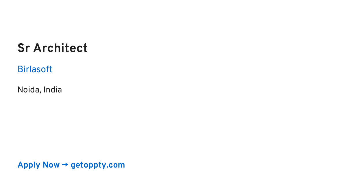Sr Architect job at Birlasoft