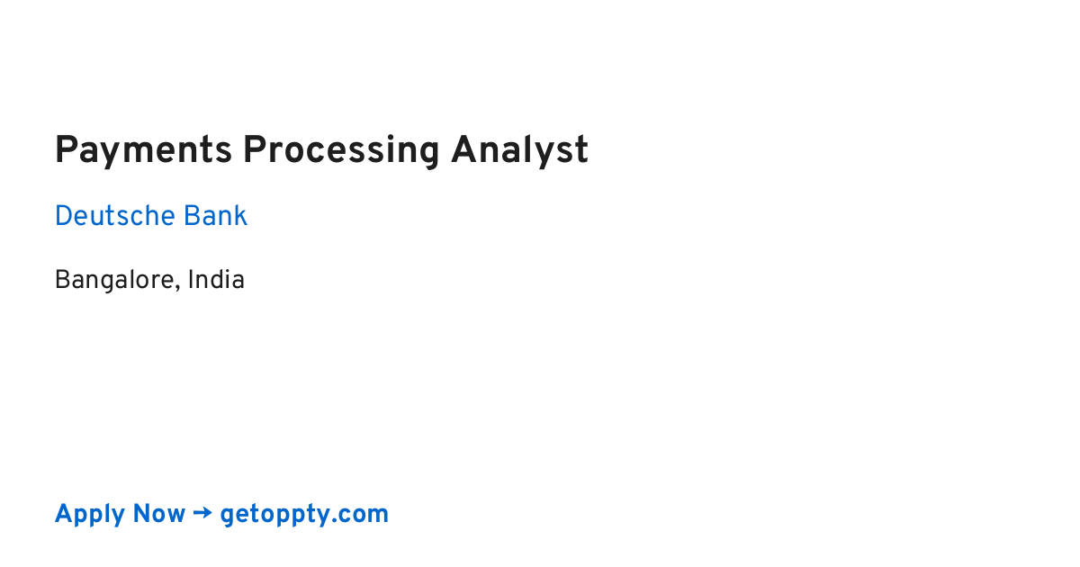 Payments Processing Analyst job at Deutsche Bank