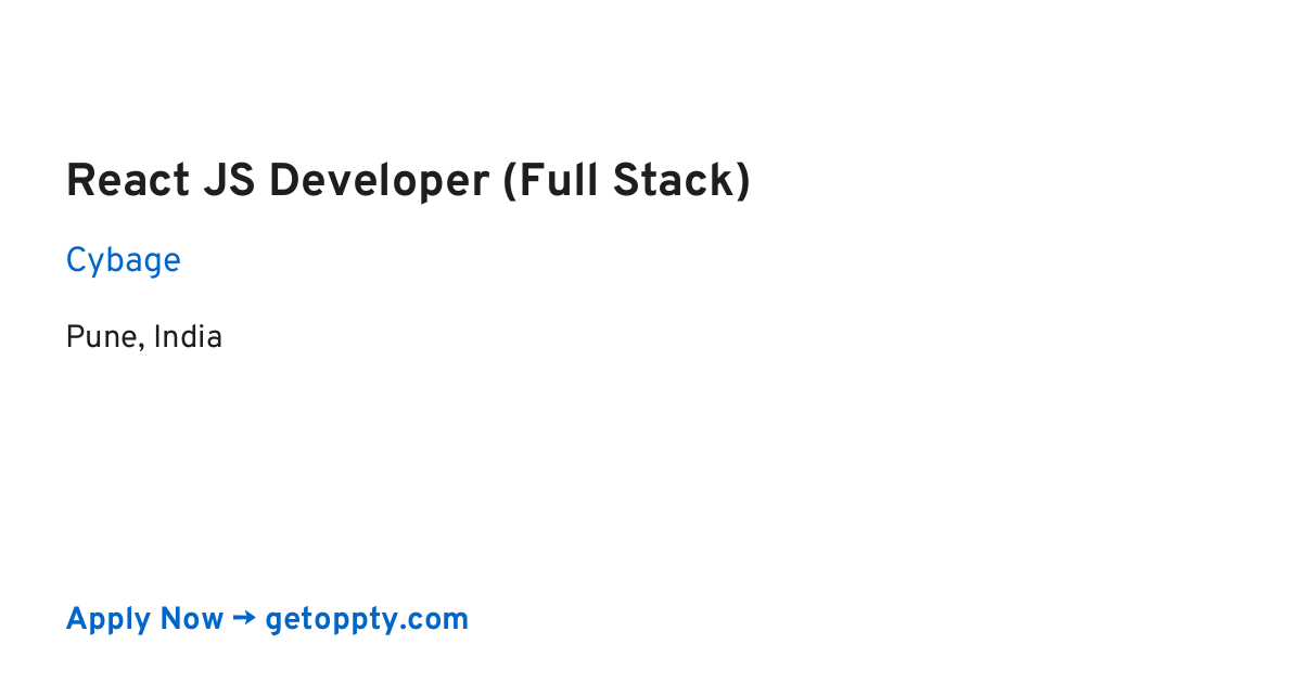 React JS Developer (Full Stack) job at Cybage