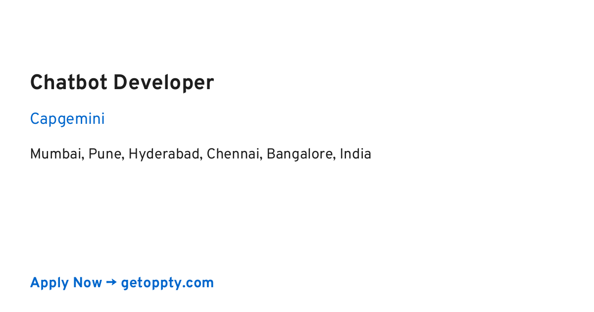 Chatbot Developer job at Capgemini