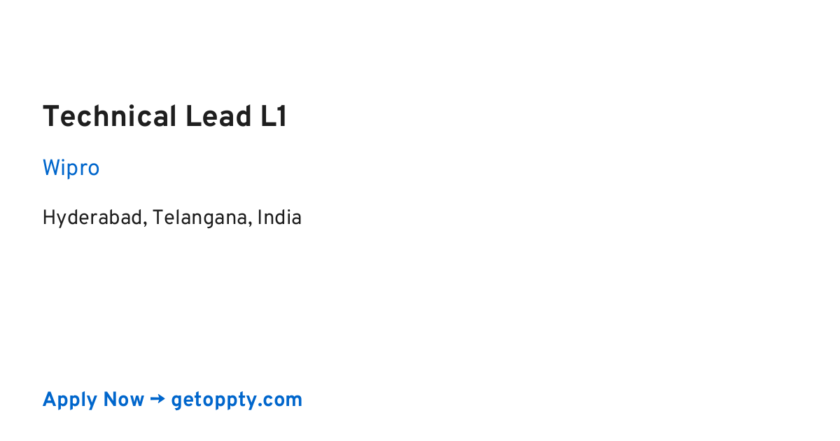 Technical Lead L1 job at Wipro