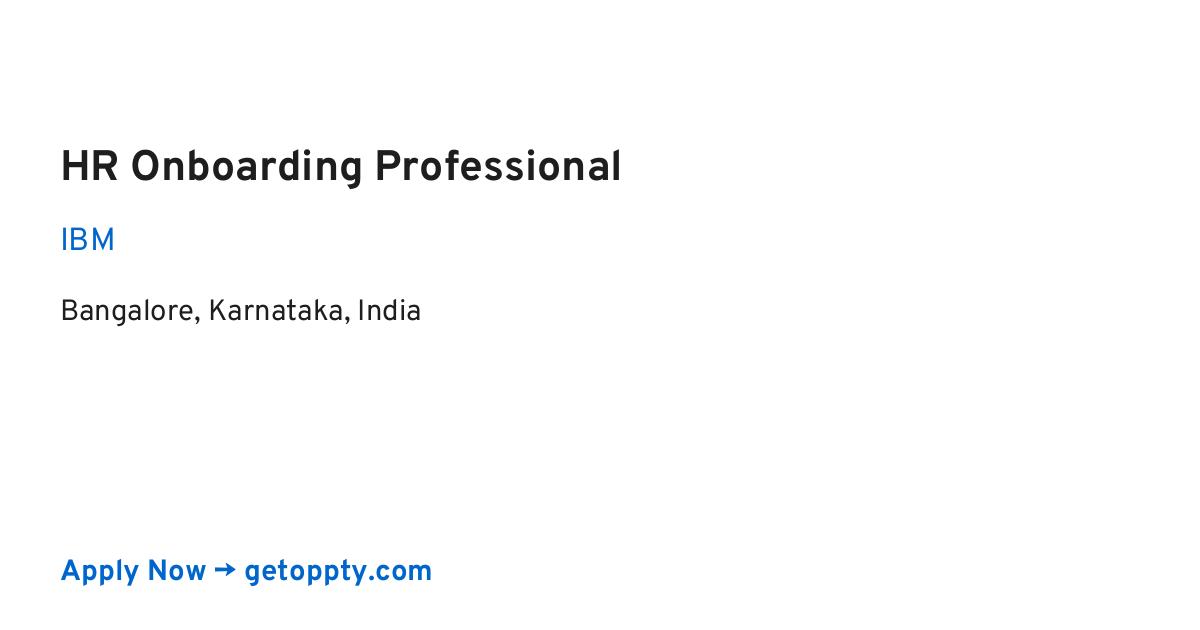 HR Onboarding Professional job at IBM