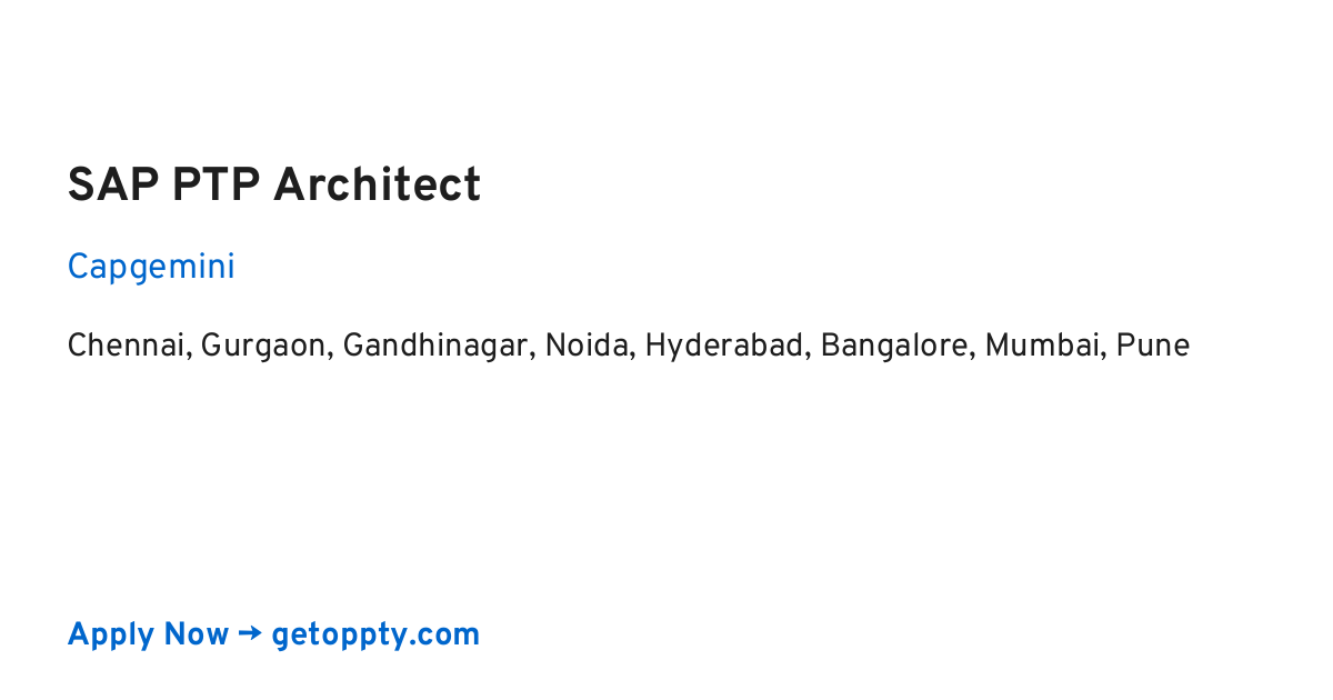 SAP PTP Architect job at Capgemini